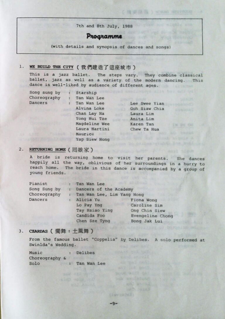 1988 The Dancing Time program list