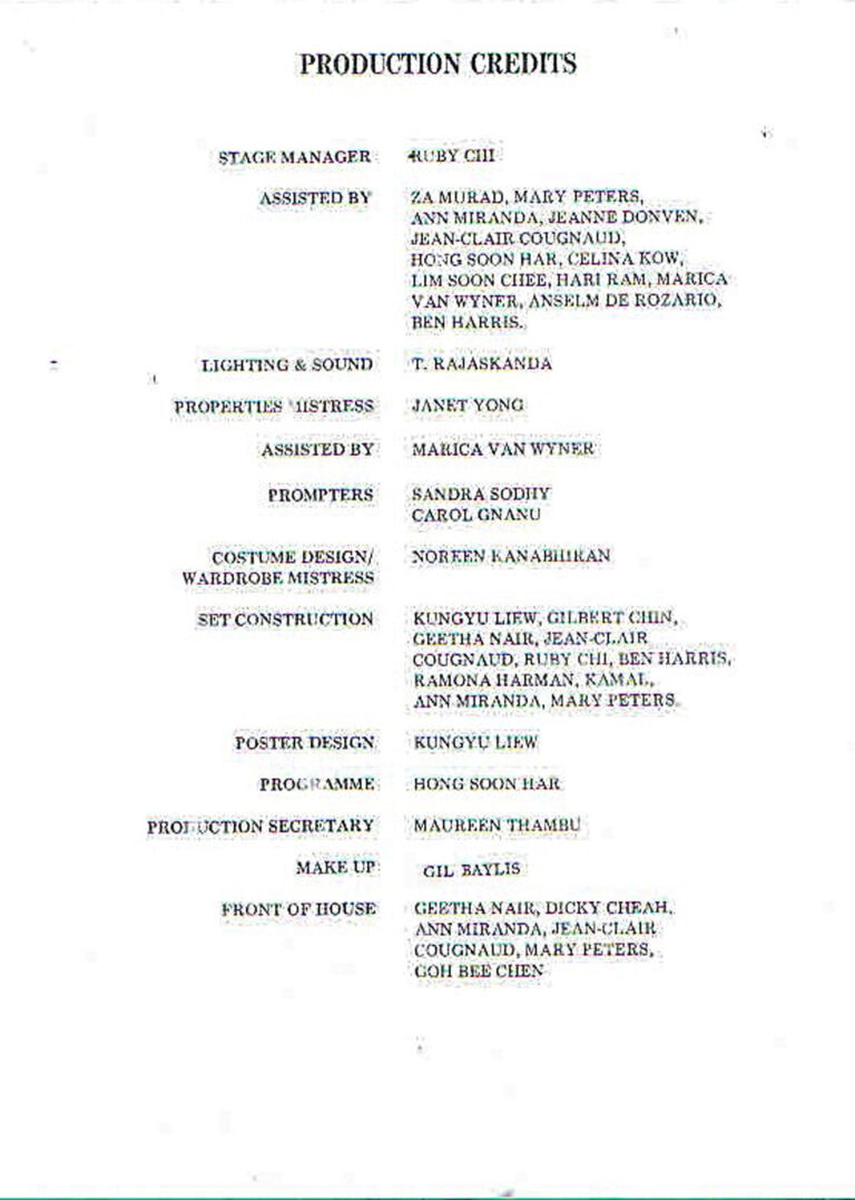 1988, The Millionairess: Production Credits