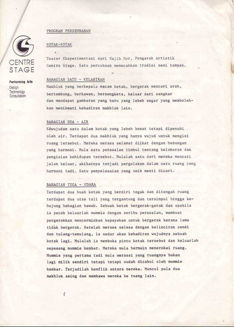 1989, Kotak-Kotak: Programme 1