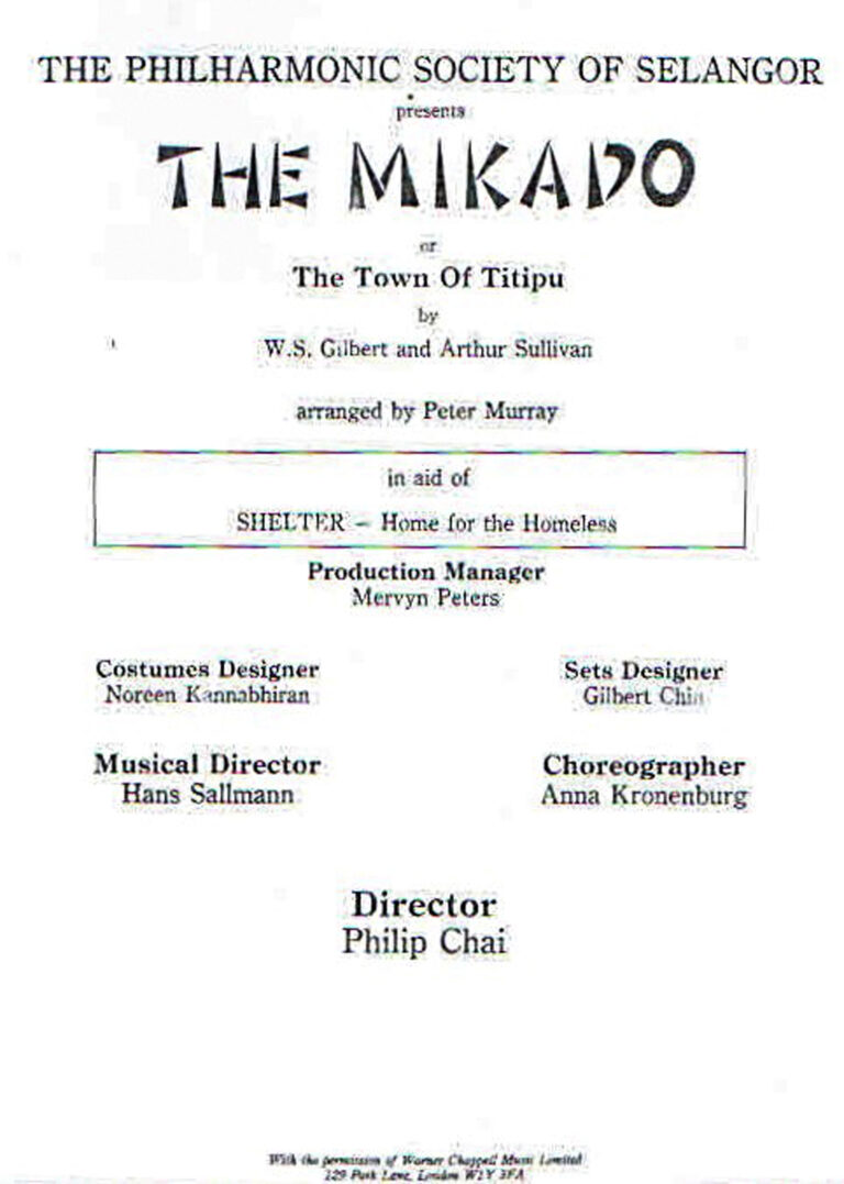 1989, The Mikado: Performance Details