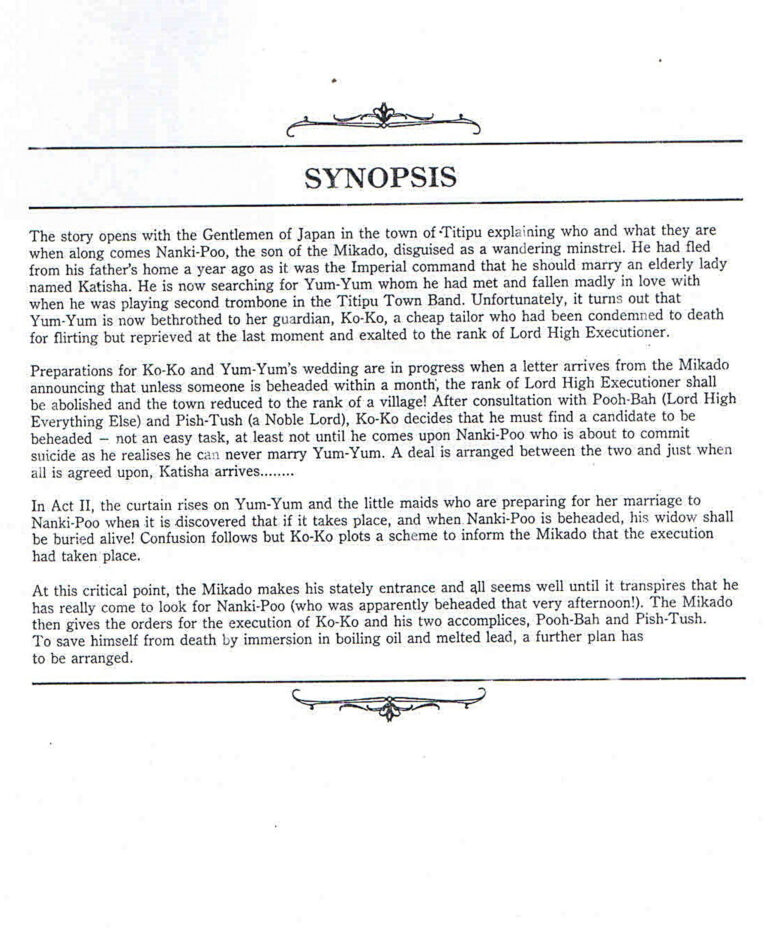 1989, The Mikado: Synopsis