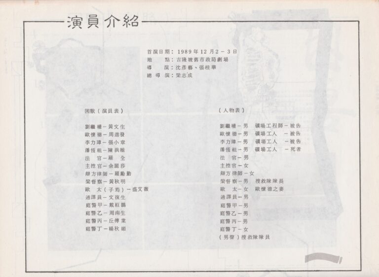 1989 The Caged Beasts Program Character List