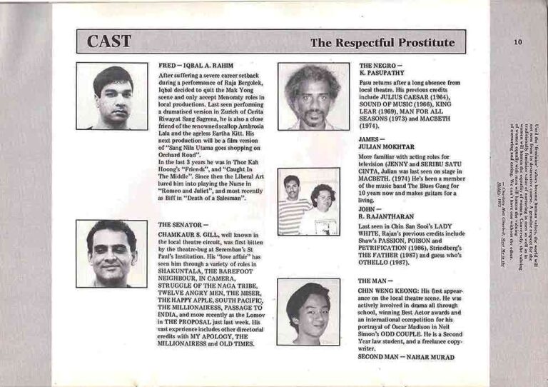 1990, The Respectful Prostitute: Cast