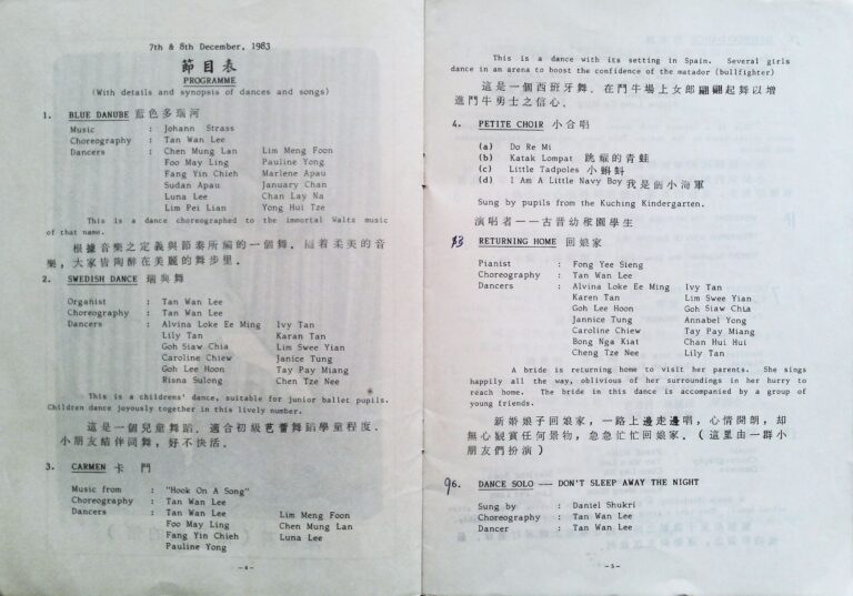 1983 Dance Concert Program list partial
