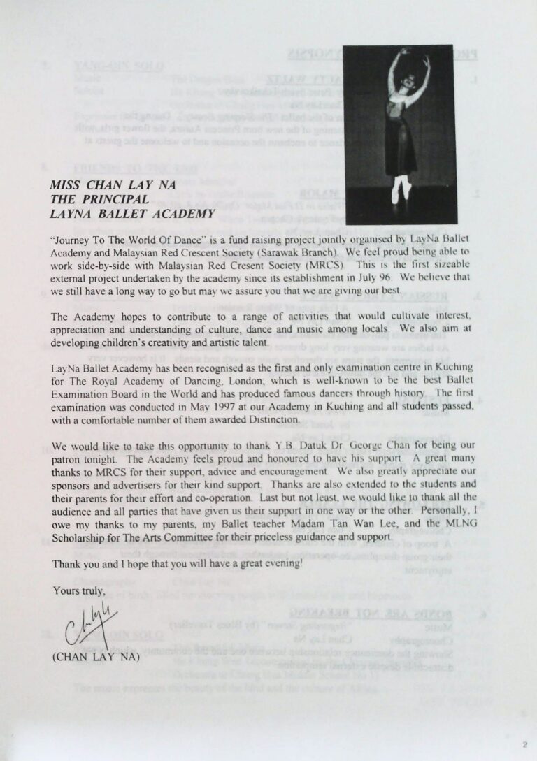 1997 Journey To The World Of Dance Choreographers note