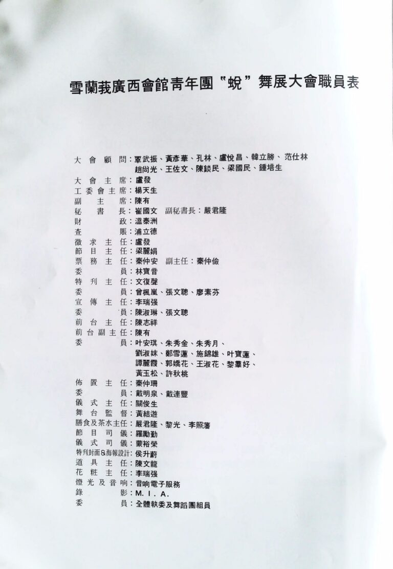 1991 Tui Dance Show Production team