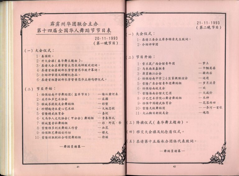 1993 Pesta Tarian Yang Ke 14 Program list