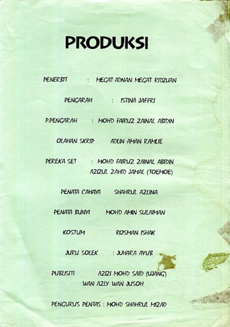 1995 Teroris Cast and production crew list 1