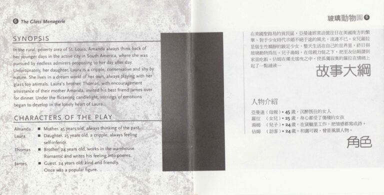 1996 The Glass Menagerie Program Synopsis