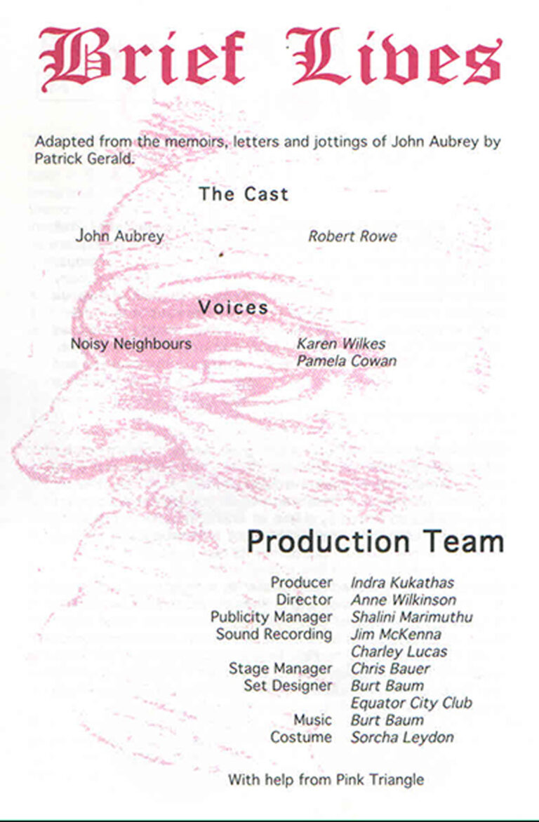 1996, Brief Lives: Credits