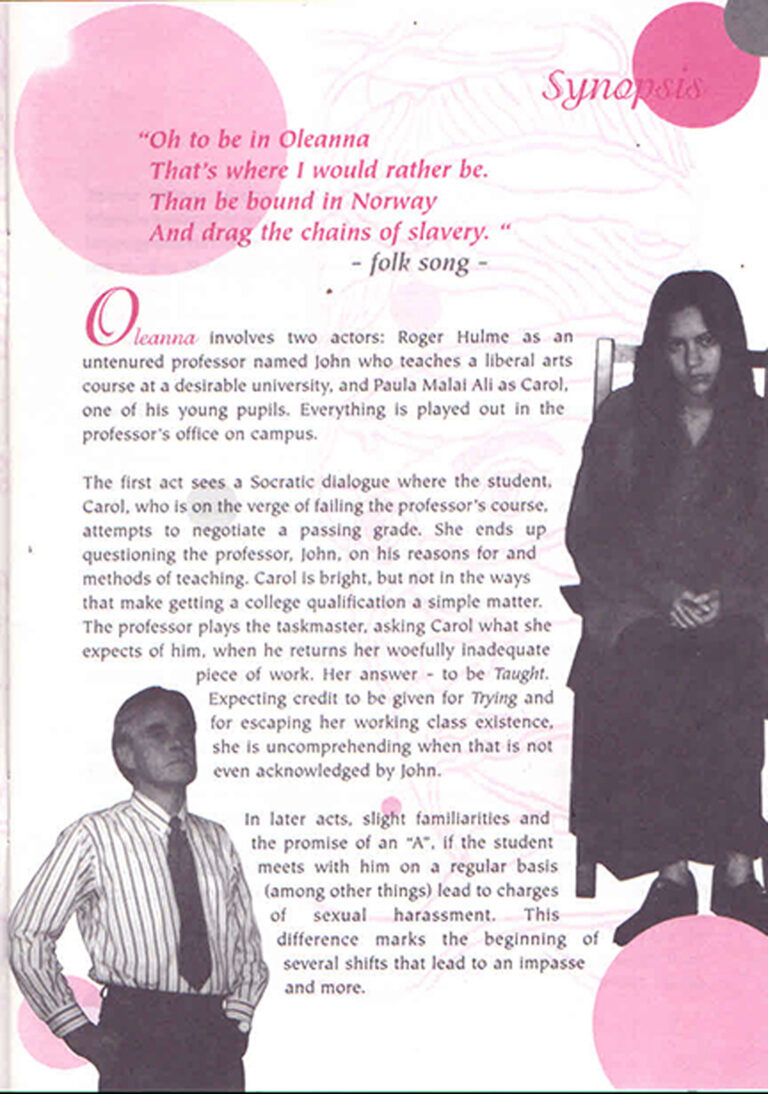 1996, Oleanna: Synopsis