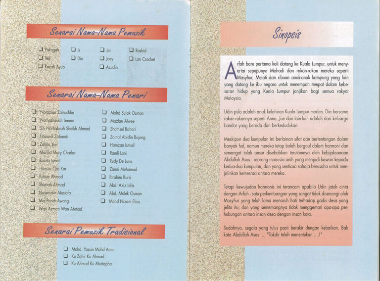 1996, Muzika Kuala Lumpur! Kuala Lumpur!: Musicians & Dancers plus Synopsis
