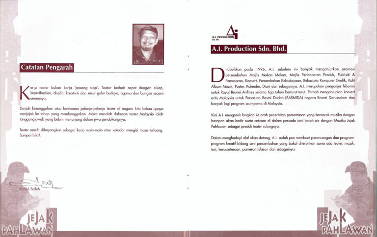 1998, Jejak Pahlawan: Director's Notes & Company Information