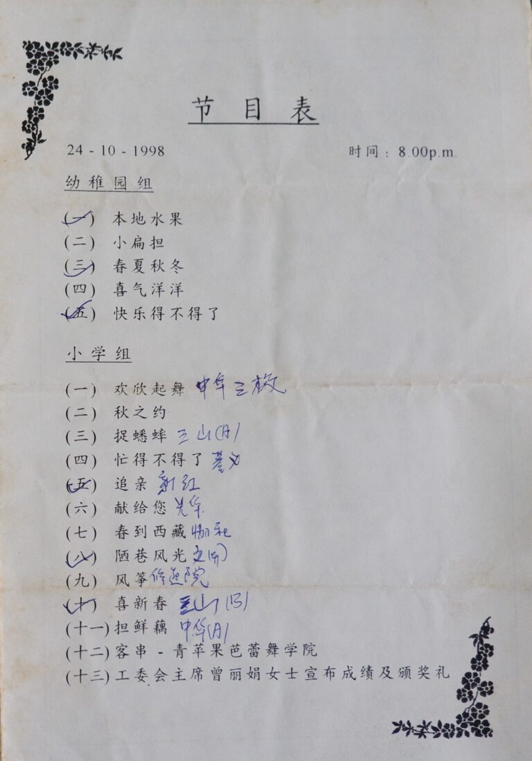 1998 Pesta Tarian 11 Pulau Pinang Program list 2