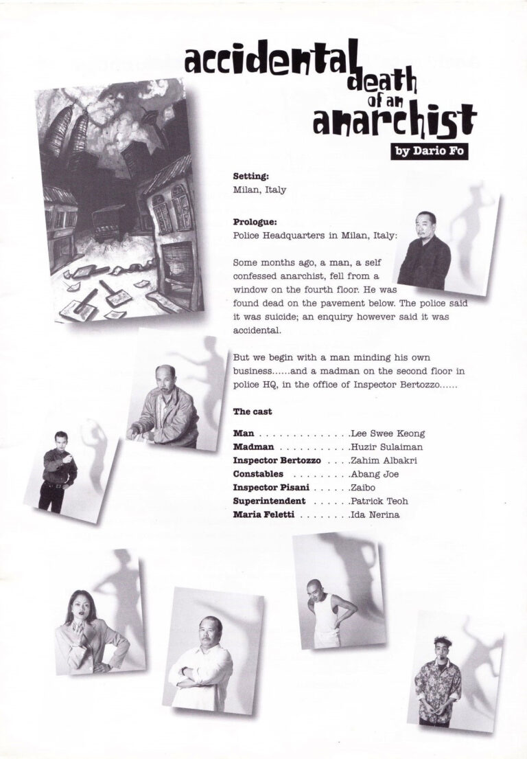 1999, Accidental Death Of An Anarchist: Prologue & Cast