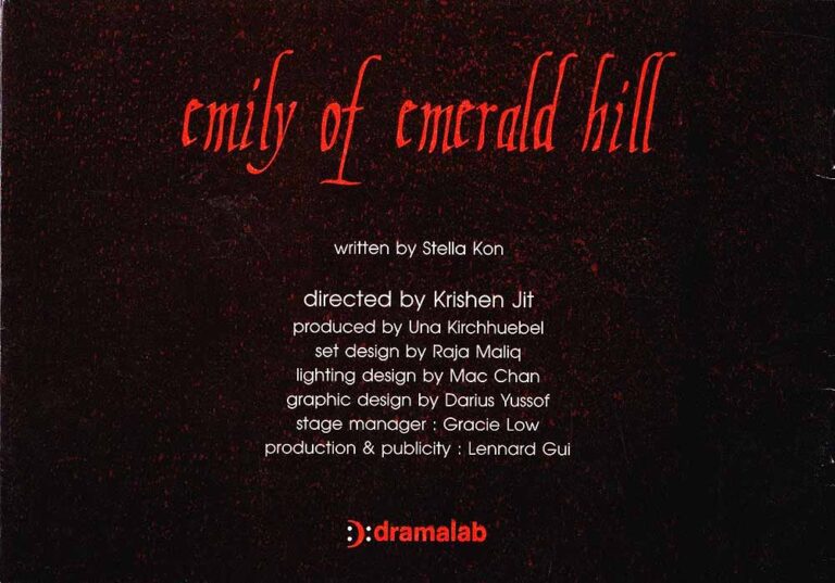 1999, Emily Of Emerald Hill: Credits