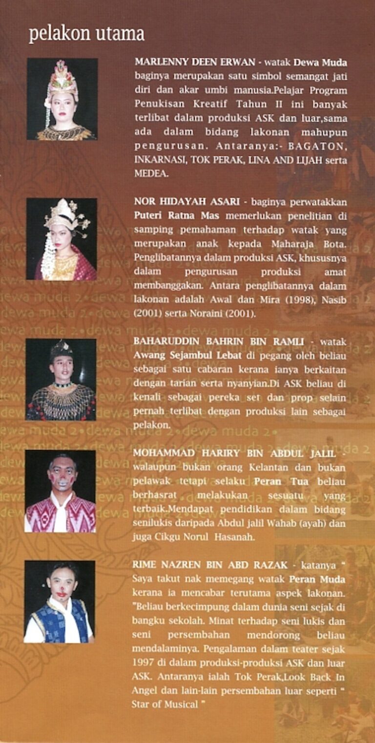 2001 Mak Yong Dewa Muda 2 Cast and production crew list 1