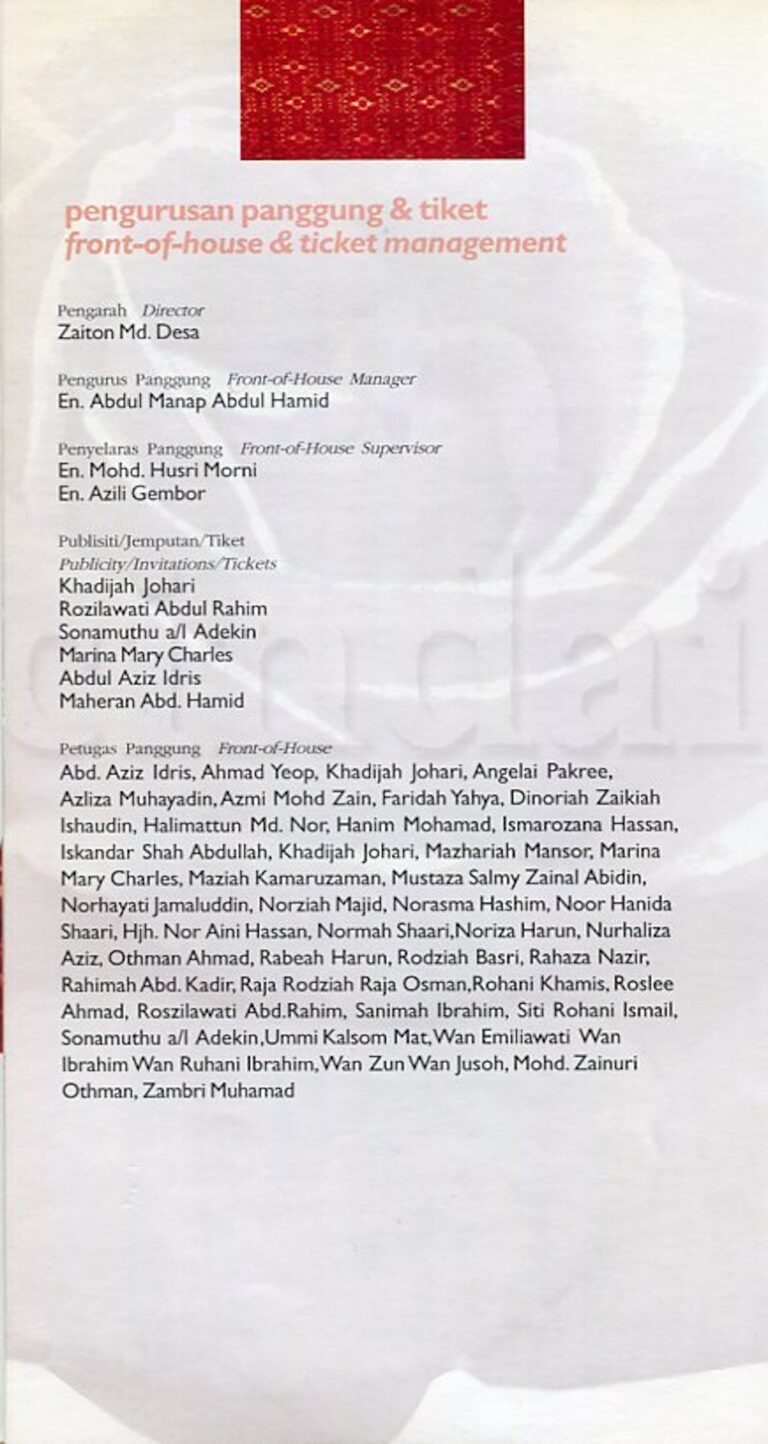 2001 Cindai Cast and production crew list 6