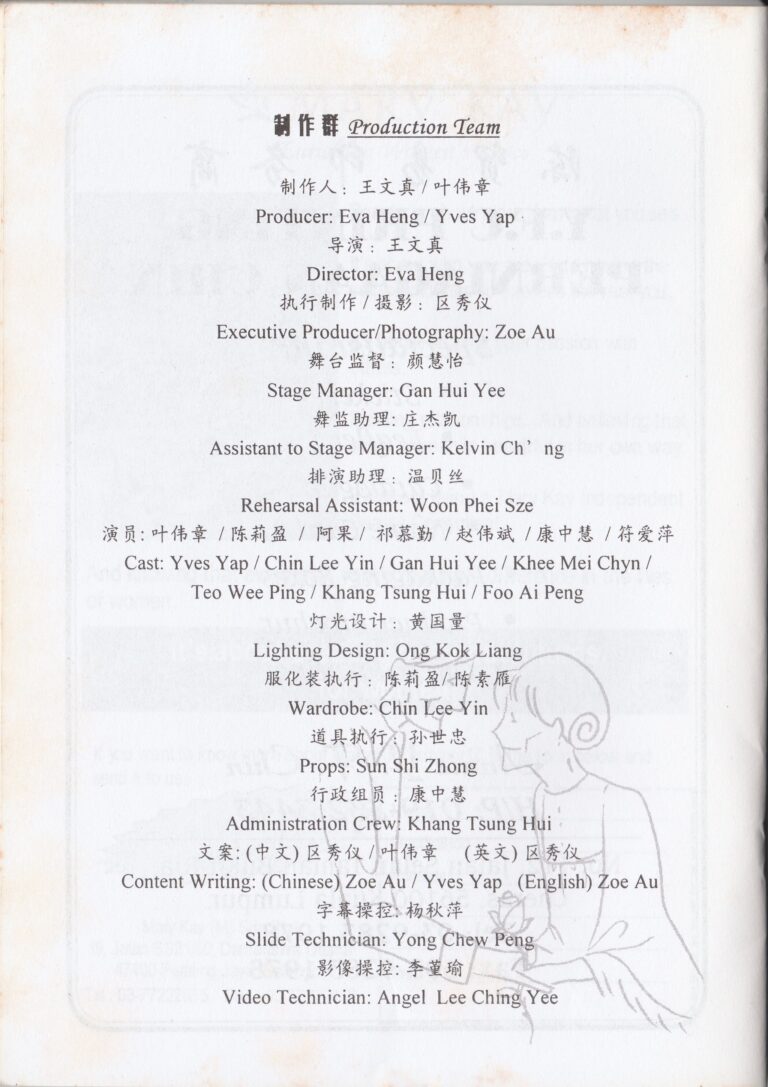 2002 A Funeral For The Stranger Program Production Team