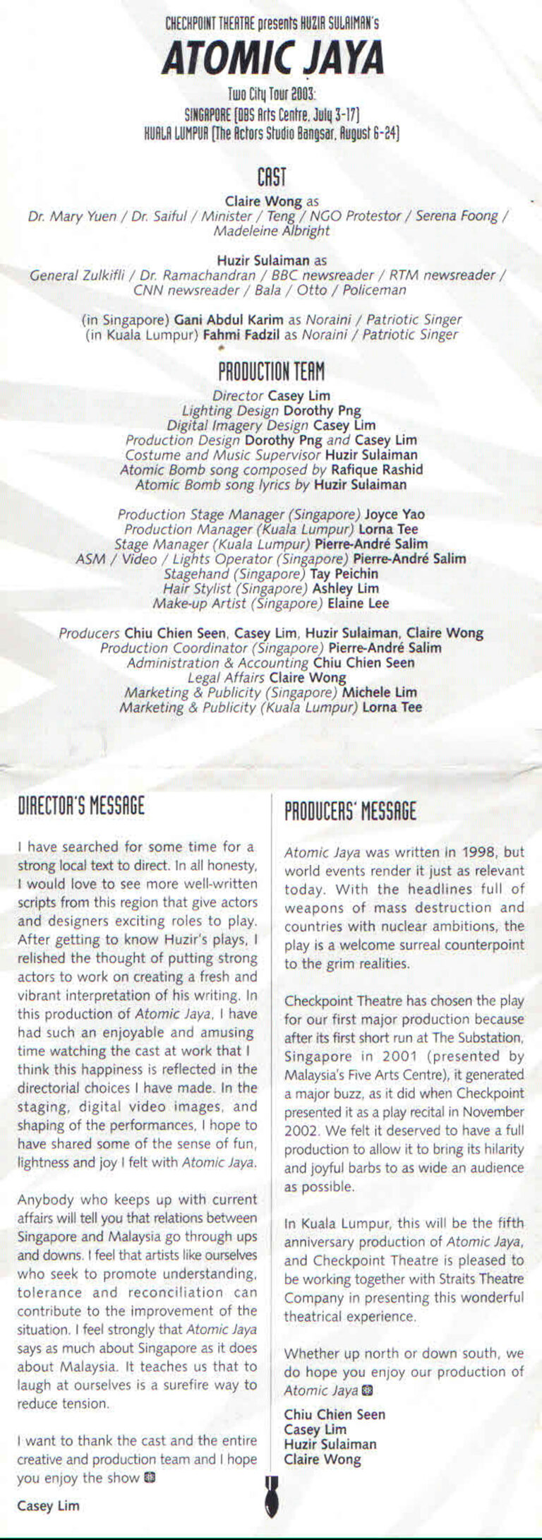 2003, Atomic Jaya, Credits & Notes