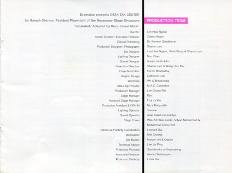 2004 Otak Tak Centre Cast and production crew list