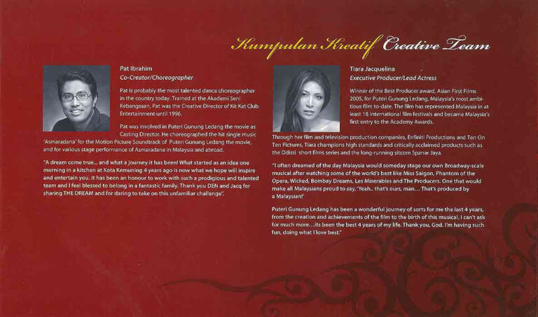 2006, Puteri Gunung Ledang The Musical: Creative Team 3