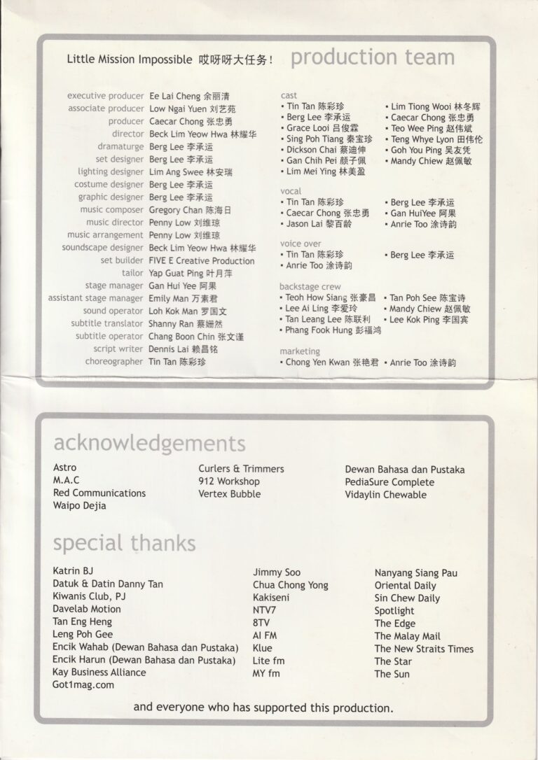 2006 Little Mission Impossible Program Production Team