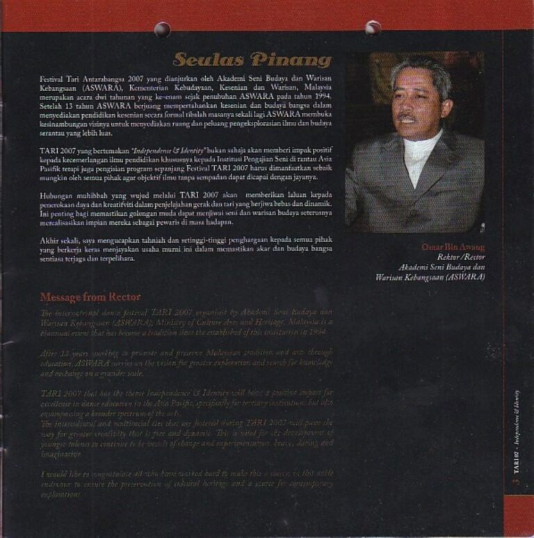 2007 Festival Tari Director message
