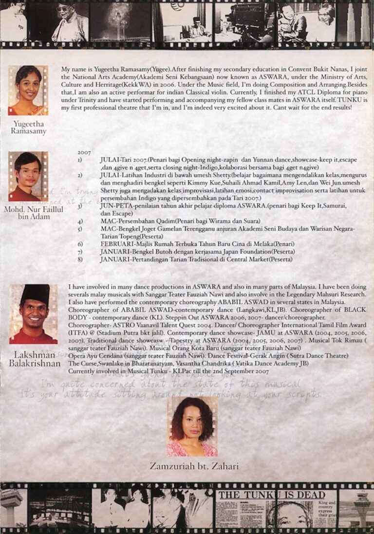 2007 Tunku The Musical Cast and production crew list 12