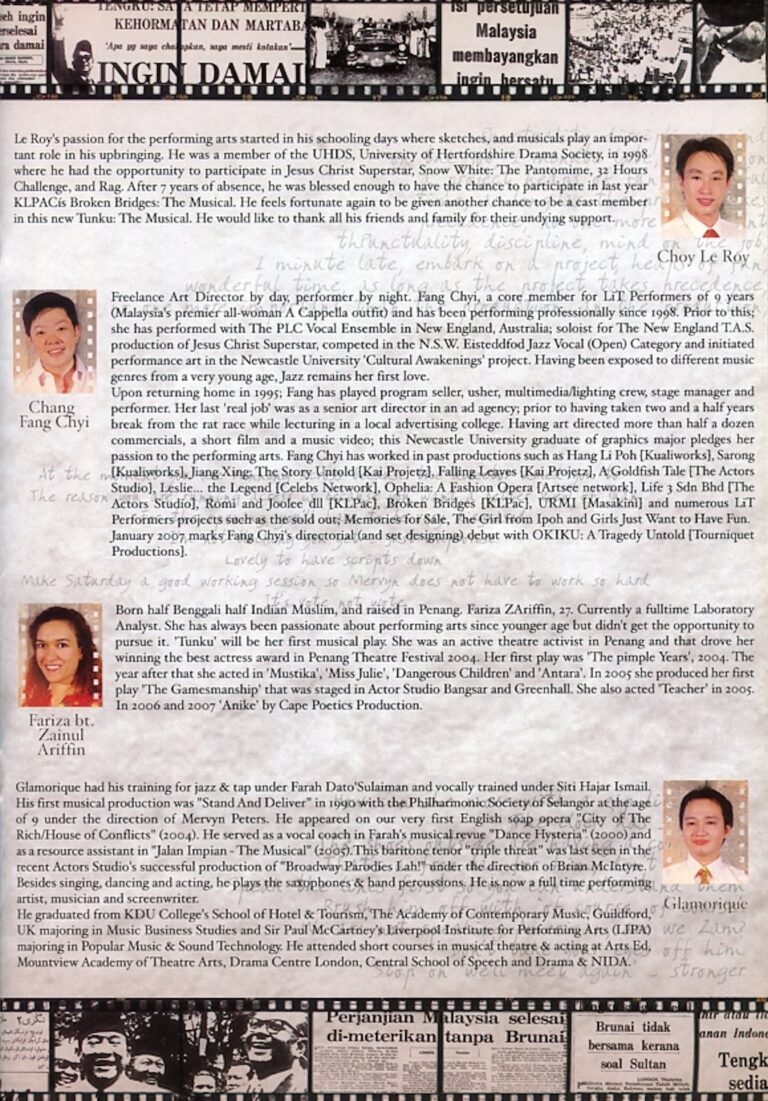 2007 Tunku The Musical Cast and production crew list 14