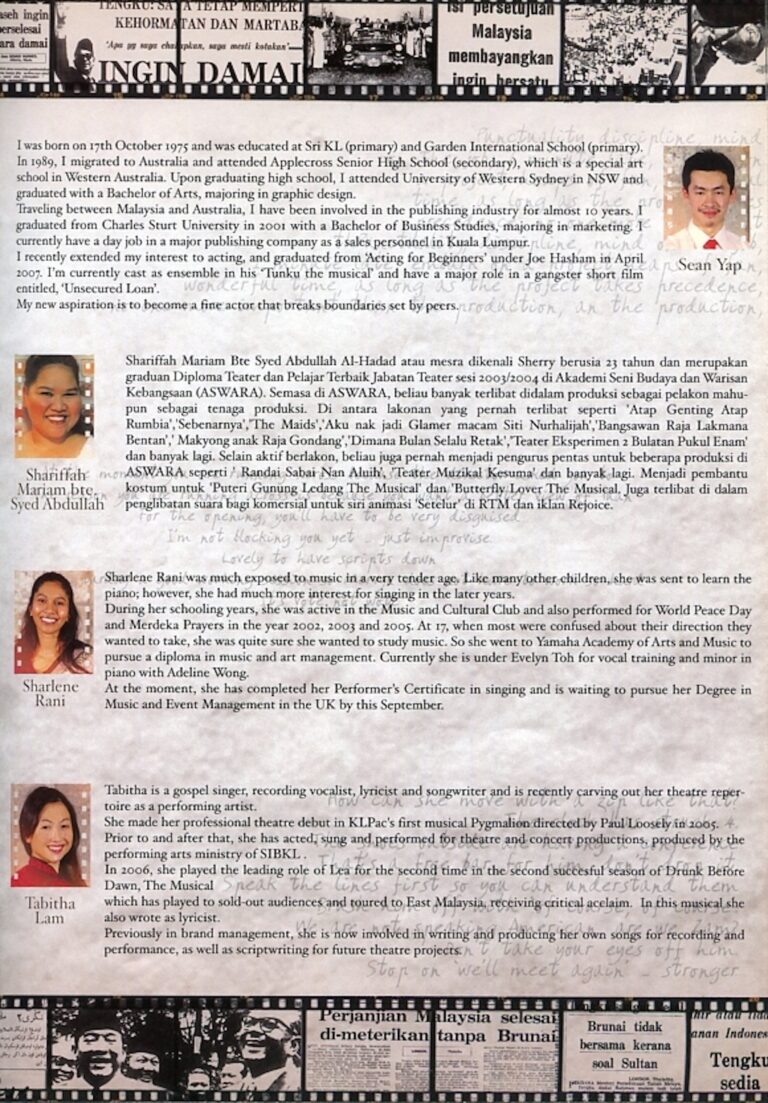 2007 Tunku The Musical Cast and production crew list 18