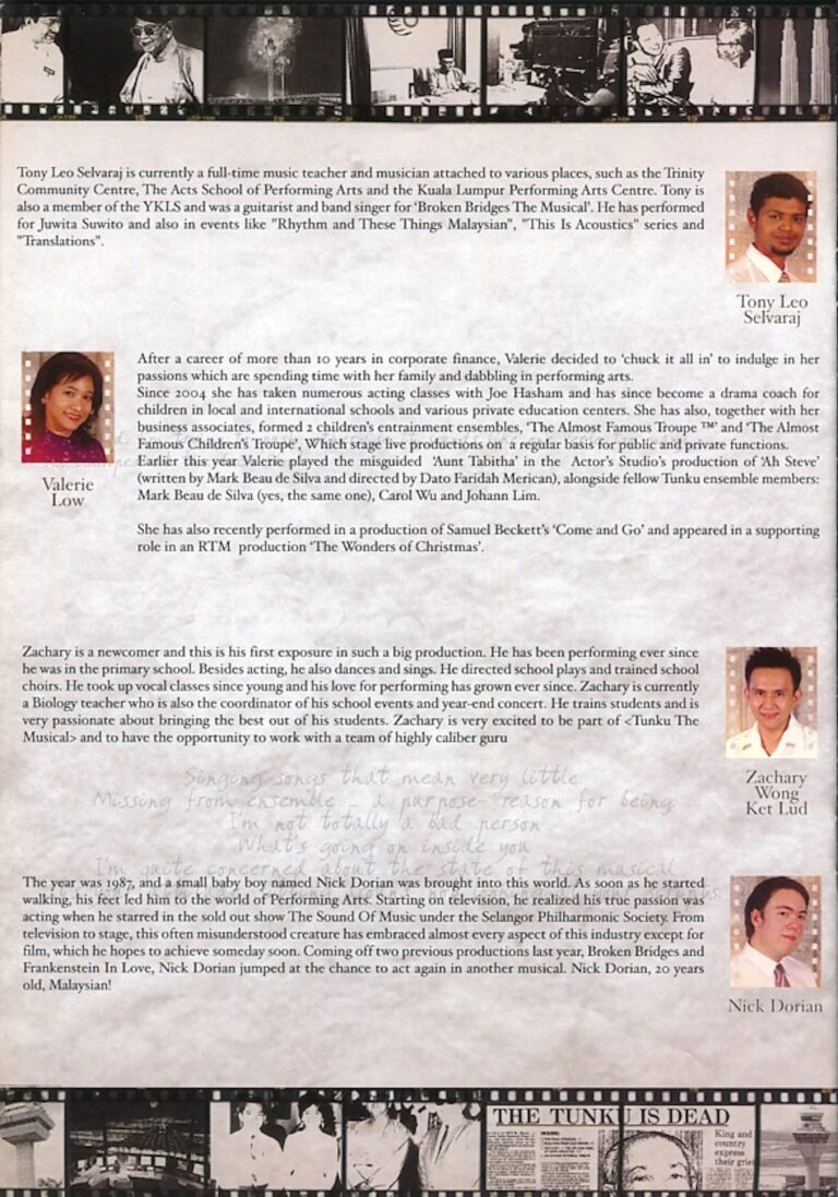 2007 Tunku The Musical Cast and production crew list 19