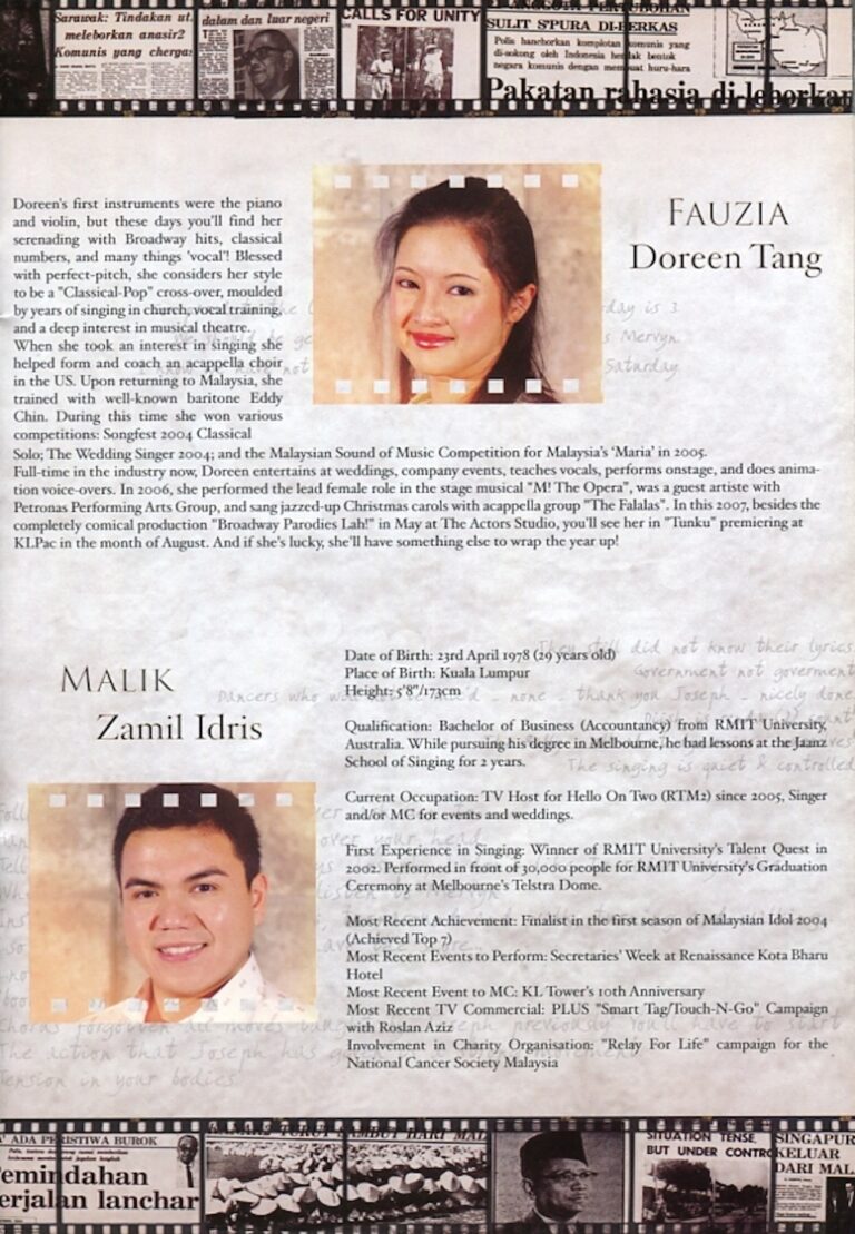 2007 Tunku The Musical Cast and production crew list 6