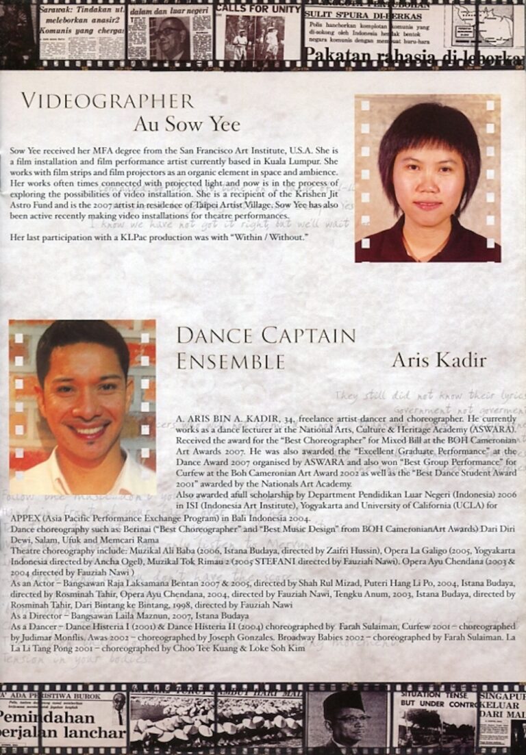 2007 Tunku The Musical Cast and production crew list 8