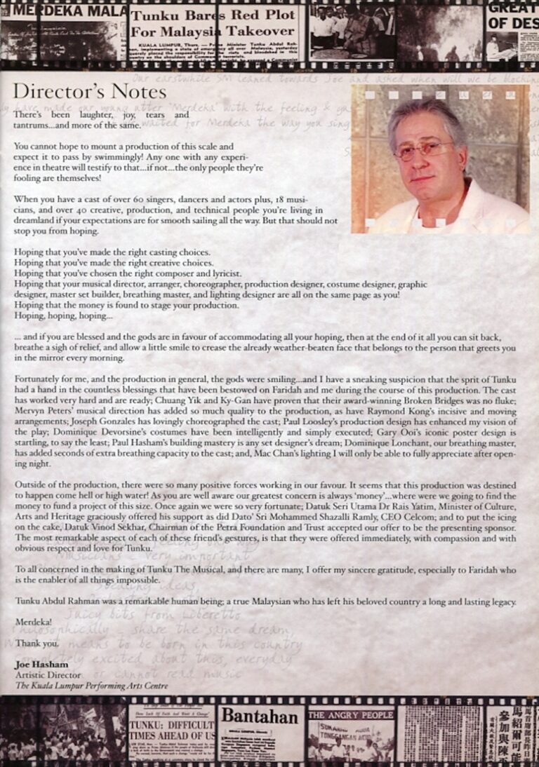 2007 Tunku The Musical Director's message