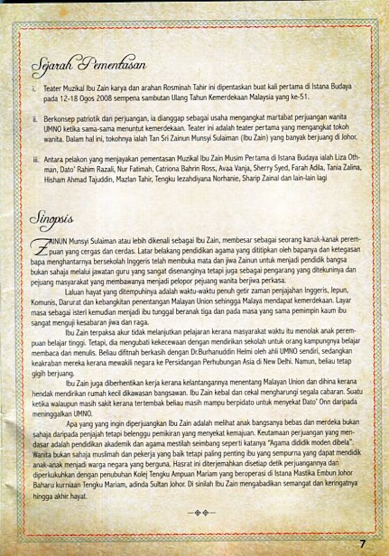 2009 Muzikal Ibu Zain synopsis