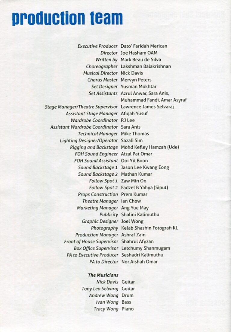 2009 Kaki Blue Cast and production crew list 1