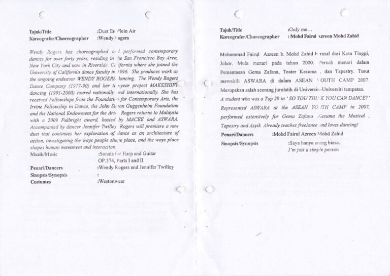 2009 Lepas: Tetap Menari Synopsis of performance 03