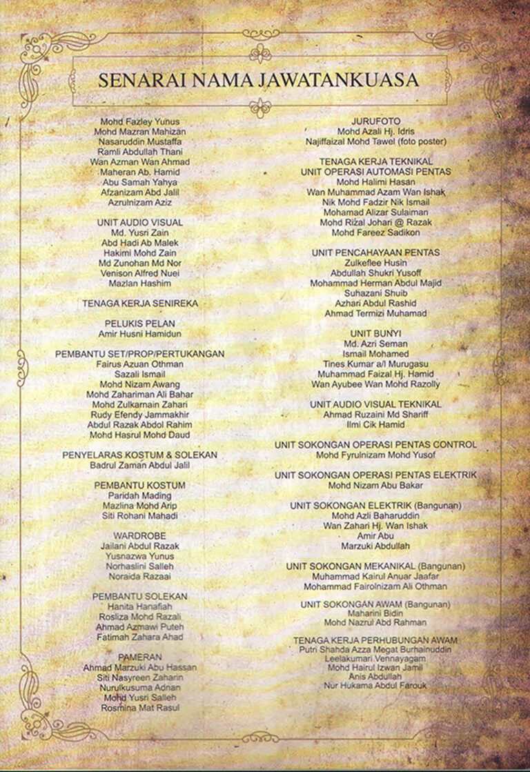 2009, Natrah: Production Credits 2