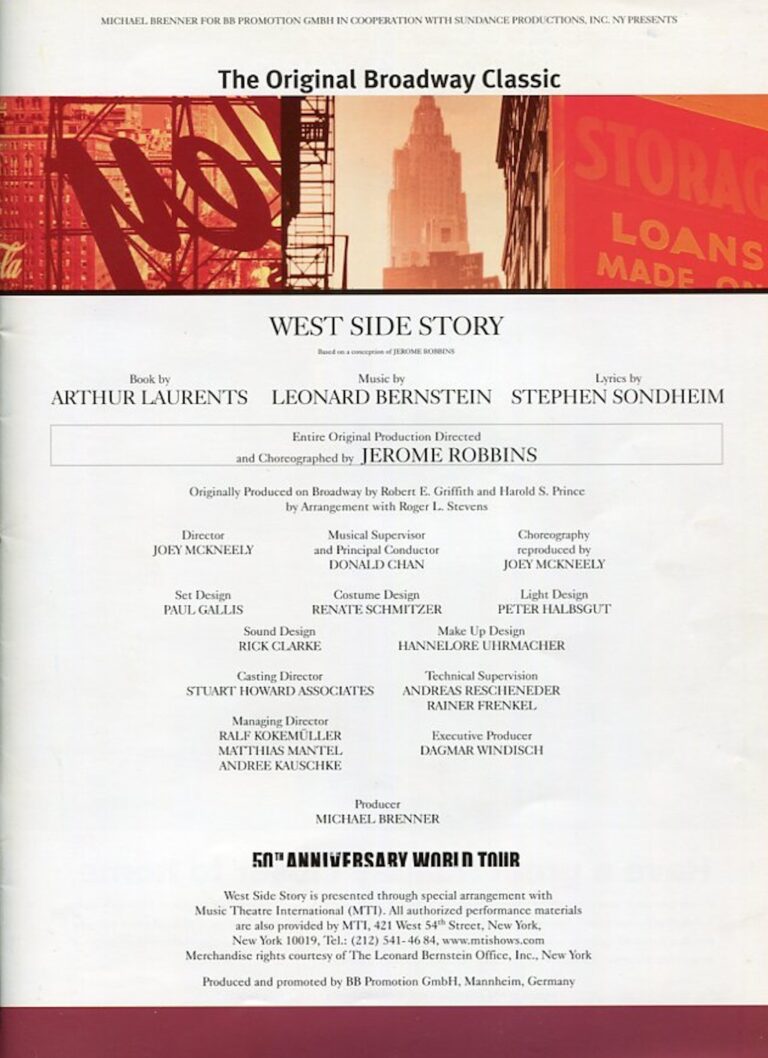 2010 West Side Story Cast and production crew list 1