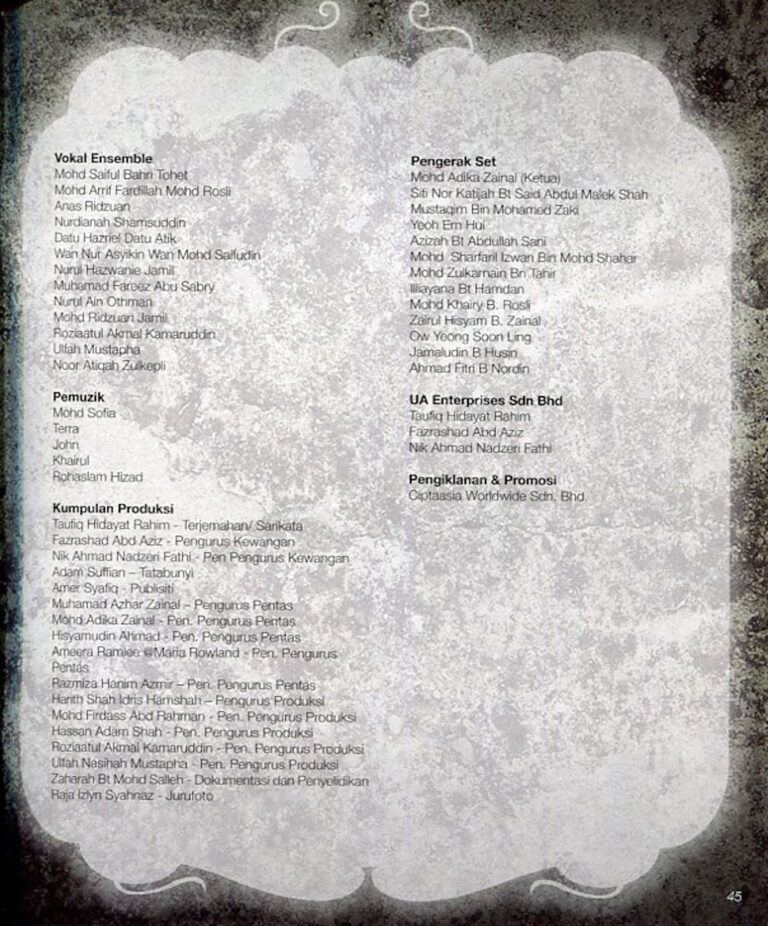 2010 Muzikal Uda & Dara Cast and production crew list 4
