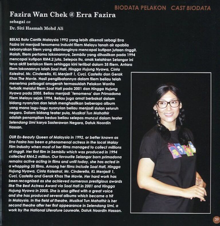 2010 Muzikal Tun Mahathir Cast and production crew list 1