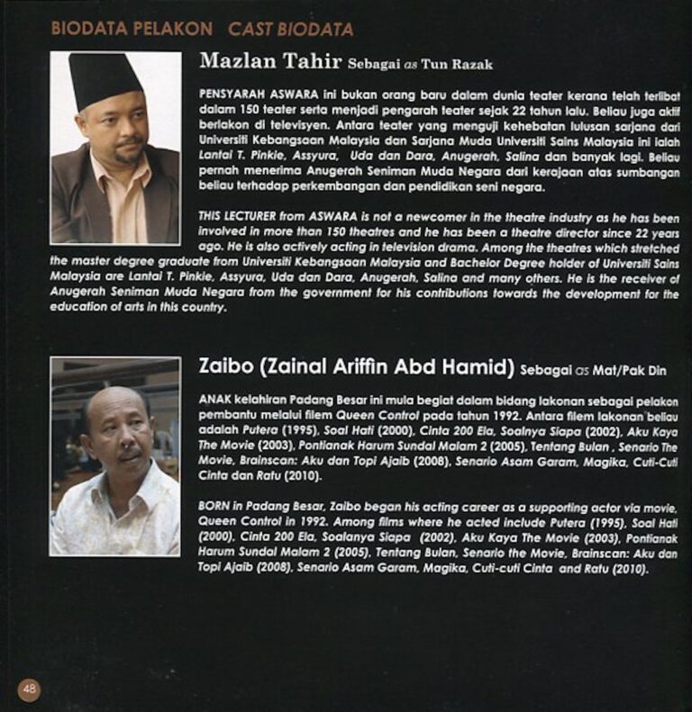 2010 Muzikal Tun Mahathir Cast and production crew list 7