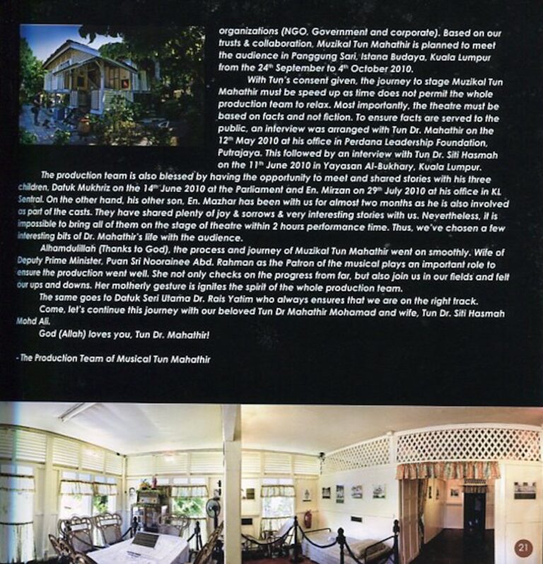 2010 Muzikal Tun Mahathir Director's message 4