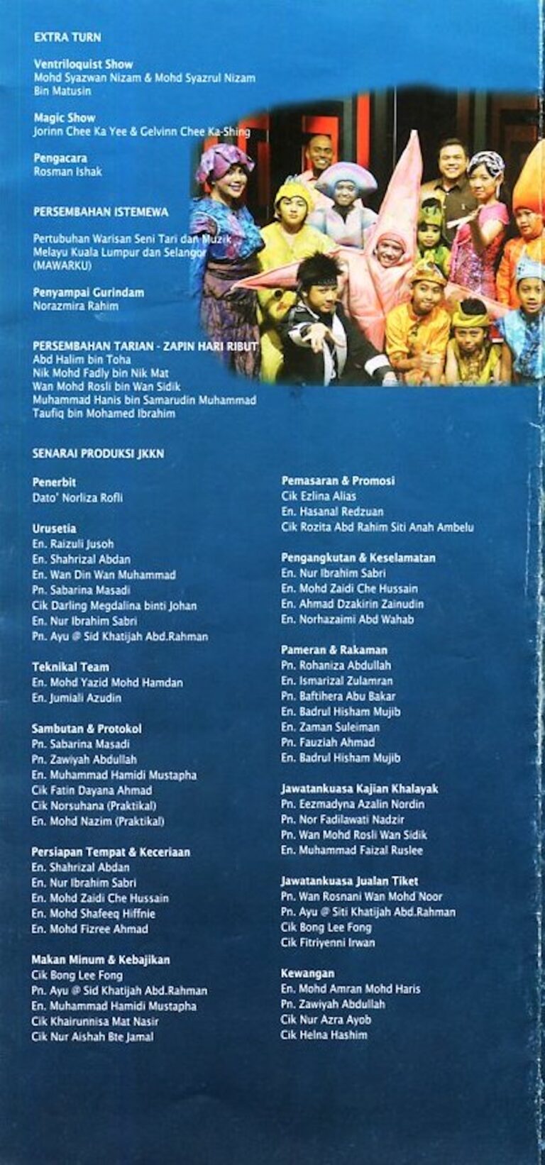 2010 Bangsawan Lima Bersaudara Cast and production crew list 3