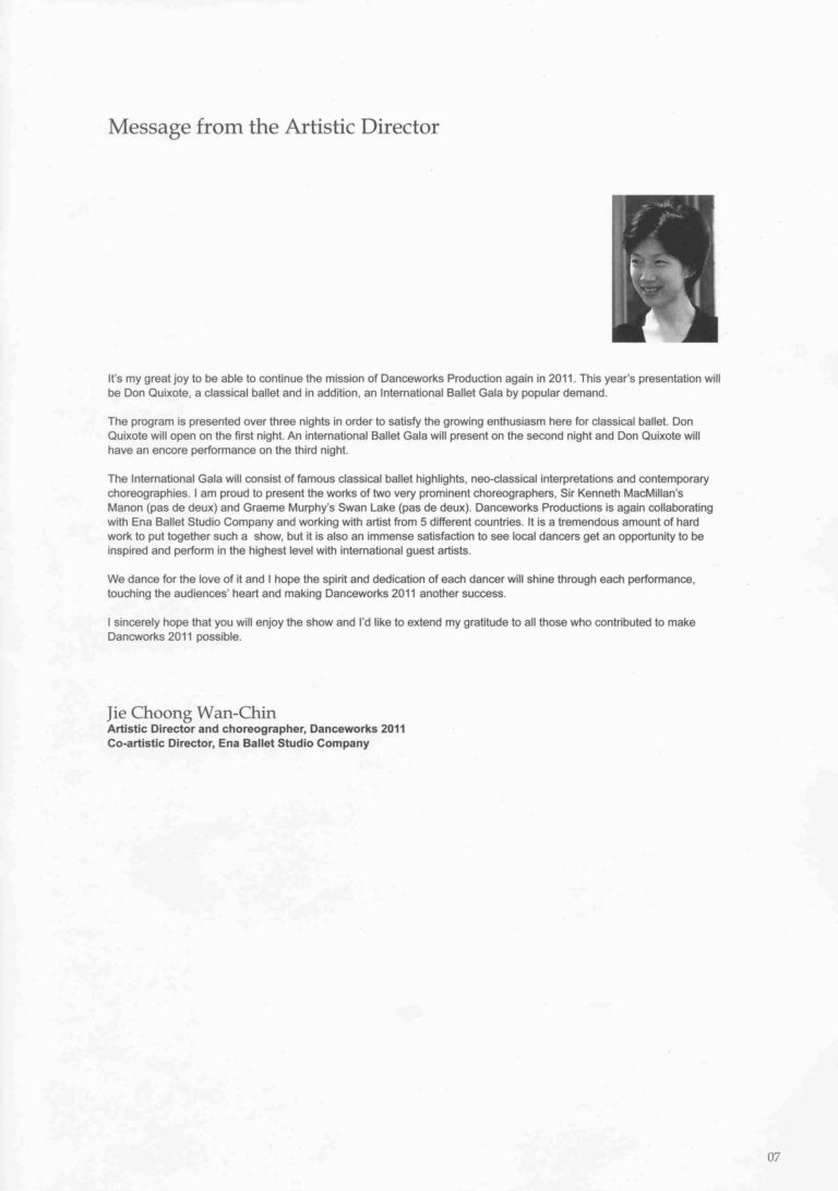 2011 International Ballet Gala Director's Message