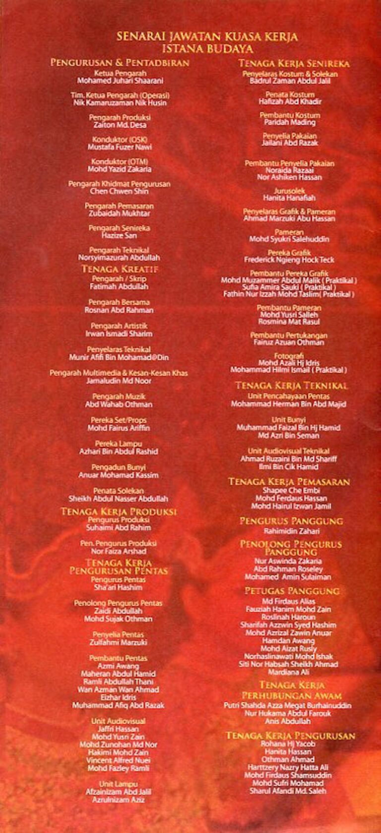 2011 Makyung Dewa Indera Cast and production crew list 1