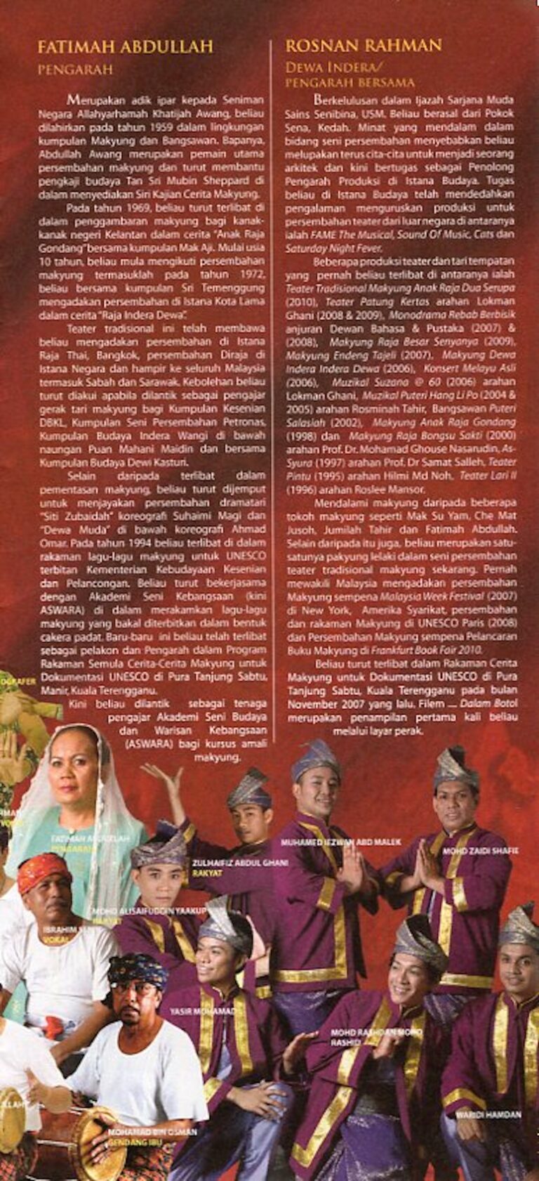 2011 Makyung Dewa Indera Cast and production crew list 2