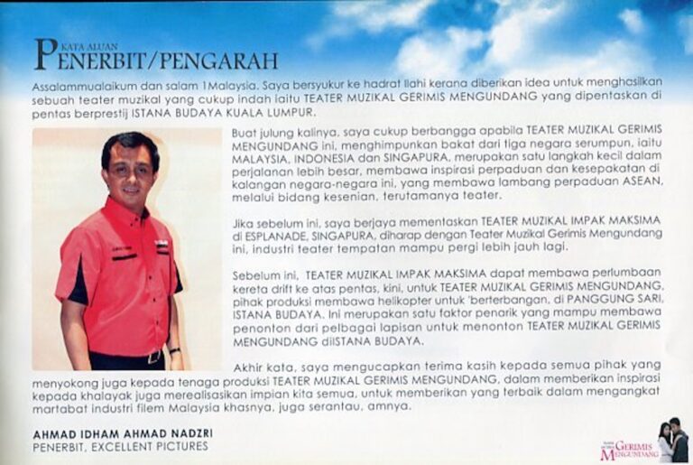 2012 Teater Muzikal Gerimis Mengundang Director's message