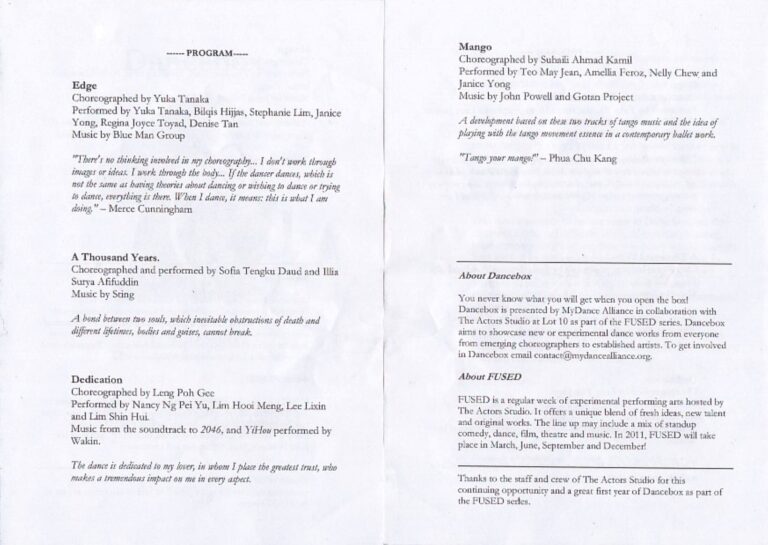 2010 Dancebox December Synopsis of performance